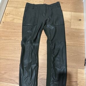 Vegan leather khaki green BcBG pants